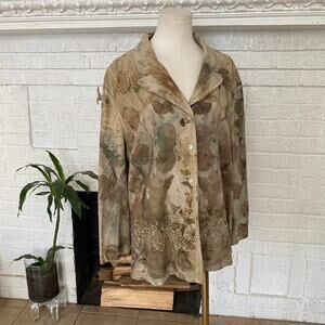 Vintage gigi renee floral silk button up